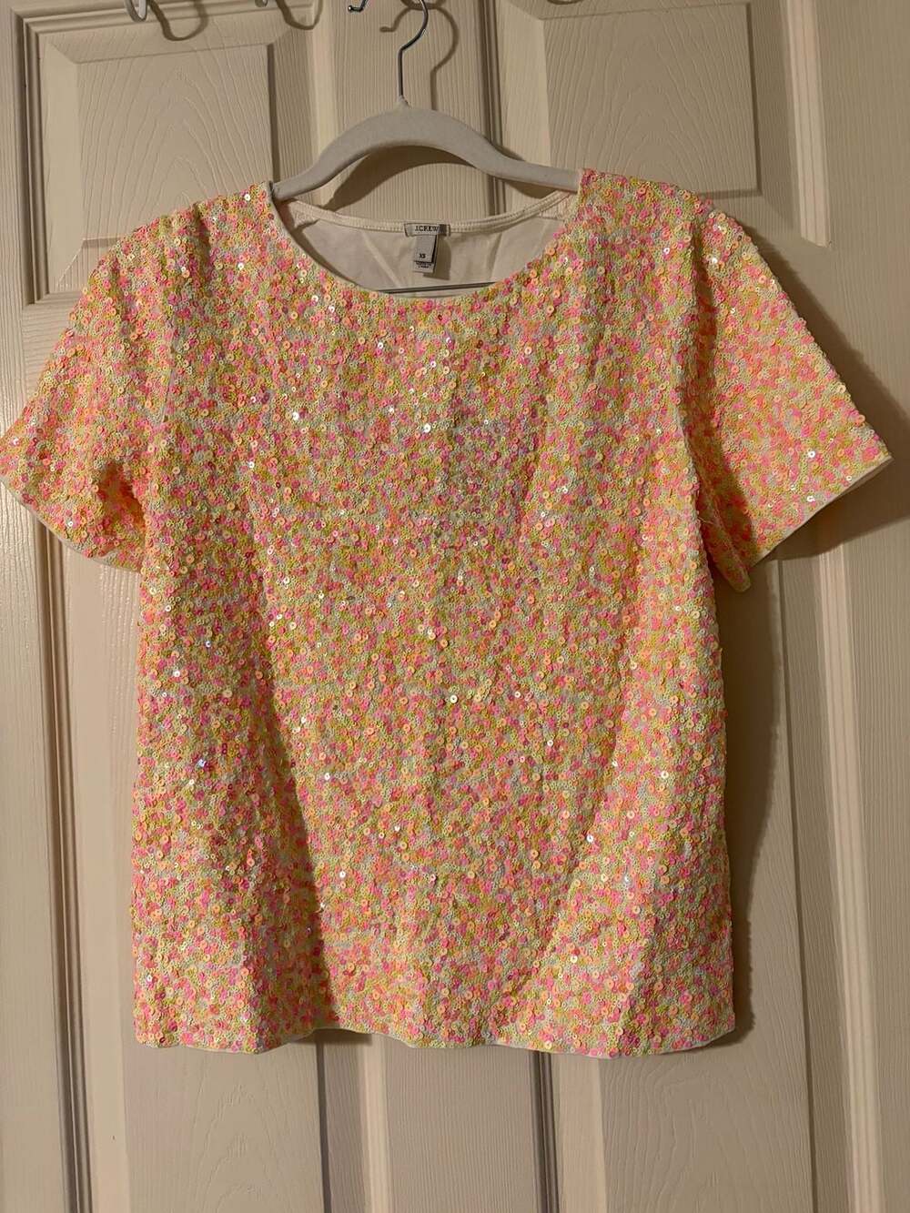 J.Crew Multi-Color Sequin Front Short Sleeve Top Size XS
